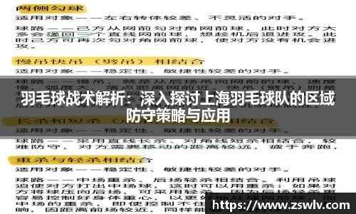 羽毛球战术解析：深入探讨上海羽毛球队的区域防守策略与应用